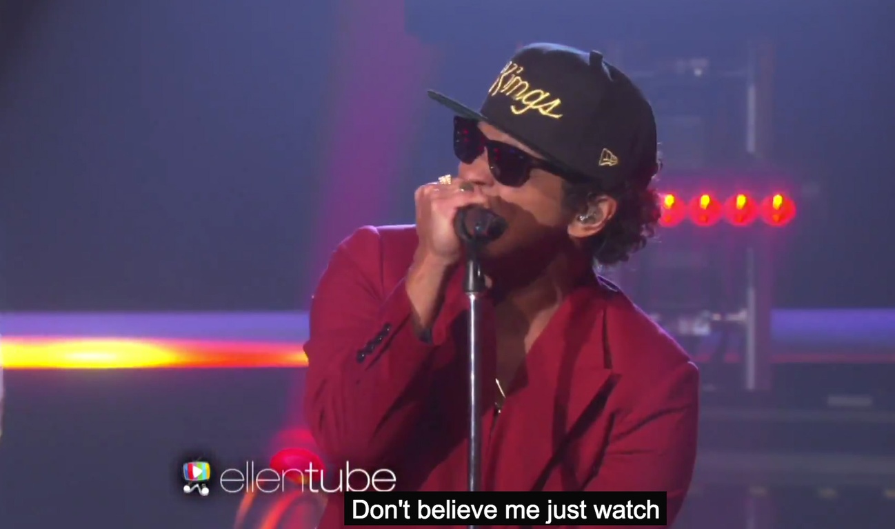 Bruno Mars chante Uptown Funk pour Ellen
